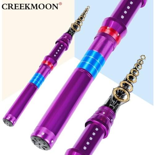 Mini 1.5M-3.6M High Carbon Portable Telescopic Carp Fishing Rod Tackle Purple Color Winter Pole Splashing Water Casting Rods
