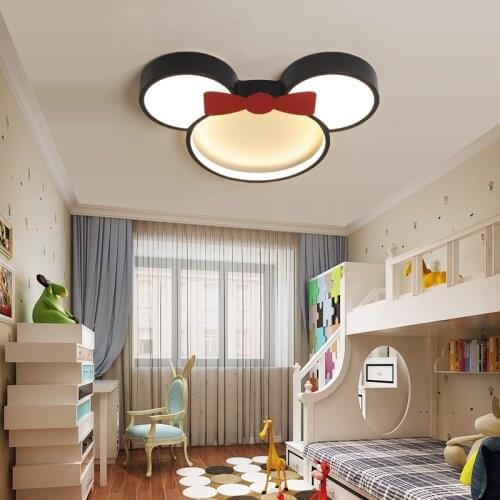 Modern Led Ceiling Light Fixtures Black/White Mickey Ceiling Lamps For Living Childrens Room Bedroom 220v Dimmable plafond lamp