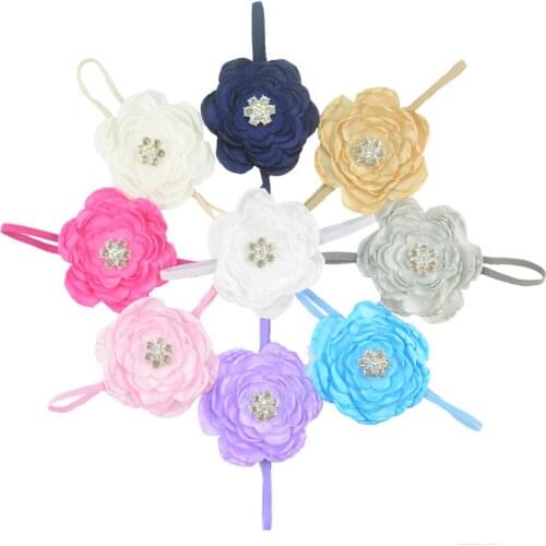 Wedding satin Flower Headband Matching Sparking Rhinestone girl Hair Band Couture Headbands hair accessories 36pcs/lot