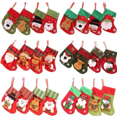 Christmas stockings Large Christmas Stockings Gifts Cloth Santa Elk Socks lovely gift bags for children or home decoration