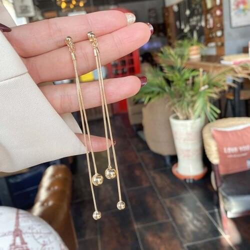 Metal Chain Ball Earrings No Hole Ear Clips Tassels Clip On Earring Without Piercing Minimalist Earrings Jewelry CE1489