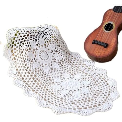 Modern lace oval cotton crochet placemat cup mug tea coffee coaster kitchen dining table place mat doily wedding drink glass pad