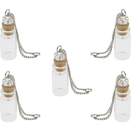 5PCS 22x11MM Glass Bottle Pendant Keychain Wish Secret Keep Essential Oil Diffuser Vials Necklace Pendant Bottles with Corks