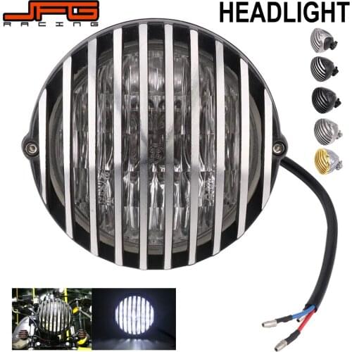 Motorcycle Universal Retro Finned Grill Headlamp Headlight For Harley Cafe Racer HONDA YAMAHA SUZUKI Chopper Bobber