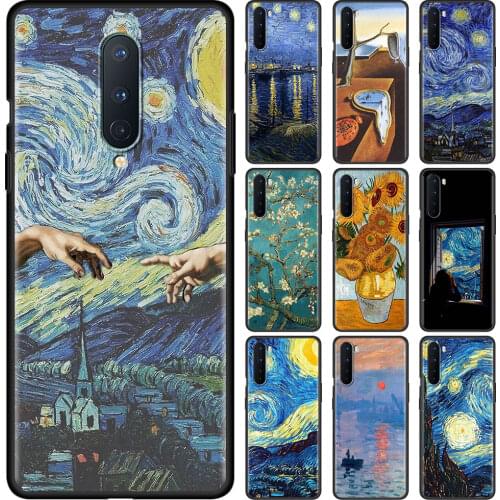 Van Gogh Art Aesthetics Luxury Silicone Phone Case for OnePlus 8 Nord Z N10 8T 7 Pro N100 9 6 6T 7T 9R 9Pro Black Soft Cover Cas