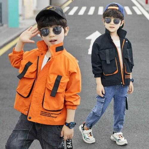 Black Orange Spring Autumn Coat Outerwear Top Children Clothes Kids Costume Teenage Formal Home Outdoor Boy Clothing High Qualit