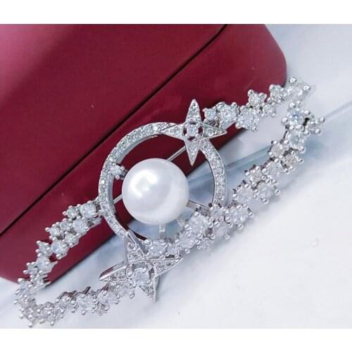 Broche Femme CZ Crystal Flower Brooch Pin Women Pearl Jewelry Fashion Brooch Pins Wedding Party Invitation Bijoux Drop Shipping