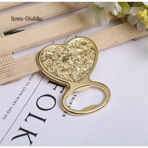 Gold glitter heart Bottle Opener wedding favor and giveaways for guest Festival party souvenir Wedding anniversary decoration