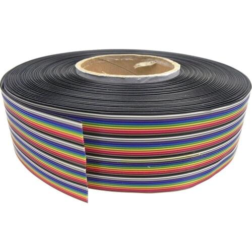 1M 5M 10M 20M Length 1.27MM Pitch 40P AW28 Rainbow Color IDC Ribbon Wire Flat Cable For 2.54mm IDC Connector