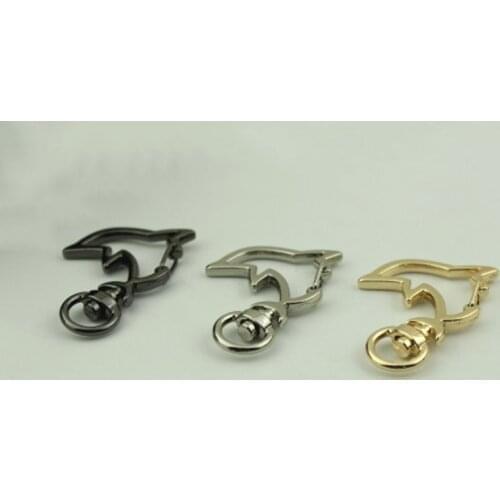 1pcs Metal Dolphins Shape Snap Hook New Style Clips Spring Gate Leather Craft Tiny Pet Leash Bag Strap Webbing Keychain Hooks