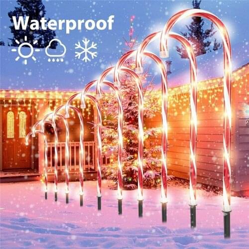 10pcs Christmas Candy Cane Lights Outdoor Christmas Tree Decoration Light Holiday Umbrella Handle Christmas Decor Light Pendant
