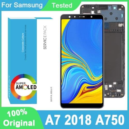 100% Original 6.0'' AMOLED Display For Samsung Galaxy A7 2018 A750 SM-A750F A750F Full LCD Touch Screen Repair Parts