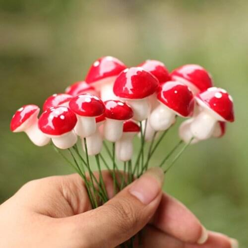 20pcs kawaii resin crafts Decoration Mushroom fairy garden miniatures accessories Micro Landscape Bonsai Plant inserted Ornament