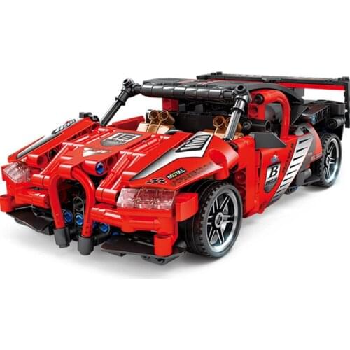 410Pcs Building Blocks 1044 Assembling Mechanical Pull Back Racing Car Red Veyron Assembly Model Assembling Toy Car Gifts