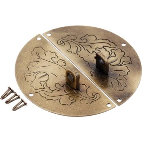 60mm Round Hasp Buckle Antique Bronze Latches Lock Clip Clasp Wooden Jewelry Gift Box Cabinet Drawer Decor Old Chinese style