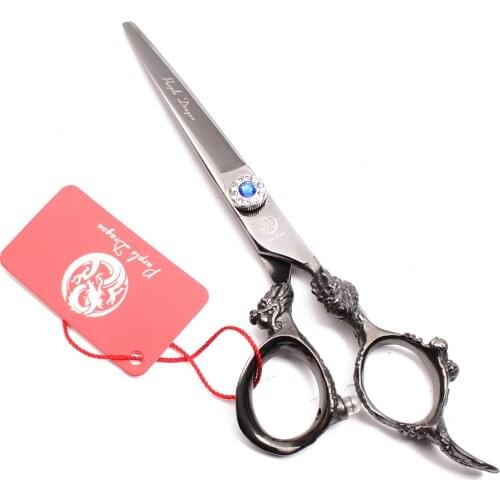 9004# 5.5" 440C Black Purple Dragon Haircut Shears Barber Scissors Straight Shears Thinning Scissors Professional Hair Scissors