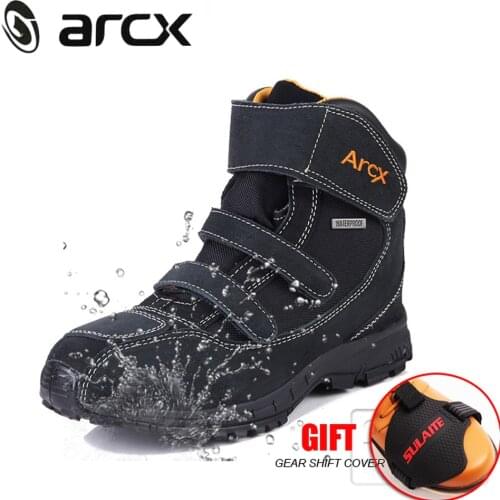 ARCX Waterproof Motorcycle Boot Men Motorcycle Shoes Genuine Cow Suede Leather Boots Riding Biker Shoes Motorbike Botas Moto
