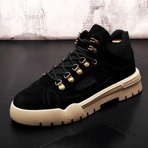 Stephoes New Arrival Men Fashion Casual Ankle Boots Spring Autumn High Top Metal Decoration Bristish Style Boots Botas Hombre