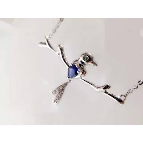 Solid 18K Gold 0.28ct Genuine Sapphire Pendant Necklace with 0.033ct Diamond Encrusted Wedding Engagement sapphire-jewelry