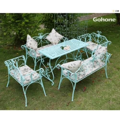 European style outdoor wrought iron table and chair outdoor courtyard leisure garden indoor balcony coffee table sofa three-piec