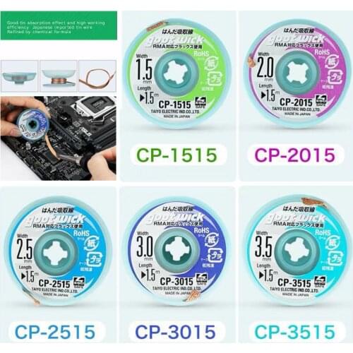 Japan GOOT RoHS MSDS Desoldering Wick 10pcs 1 bag 1.5m Remove Solder for Repairing PCB RMA Precision Work With Non-Chlorine Flux