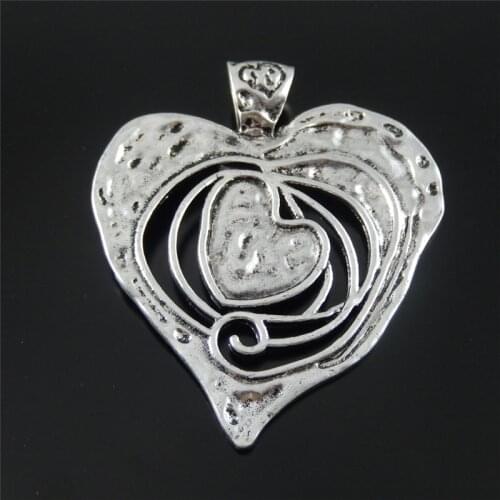 GraceAngie 3PCS GraceAngie Jewelry color tone Alloy Melting heart large necklace charms pendant 68mm Jewelry Accessory