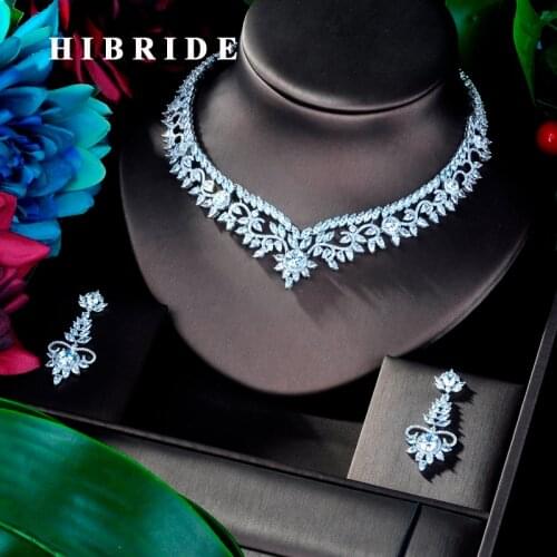 HIBRIDE Elegant Flower Design AAA Cubic Zircon Women Bridal Jewelry Sets For Party Accessories Jewelry Gifts N-941