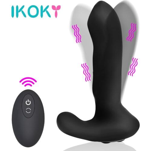 IKOKY Male Butt Plug Vibrating Prostate Massager RC Rolling Anal Vibrator 10 Speeds Vibration Anal Sex Toy for Woman & Man