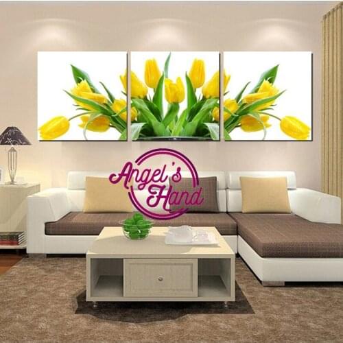 2018 triptych Diy Diamond Painting Cross Stitch Wall Home Decoration Sticker Diamond Embroidery Diamond Crafts tulip 4pcs/set