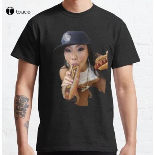 Asa Akira Eats Hotdog Classic T-Shirt Tee Shirt