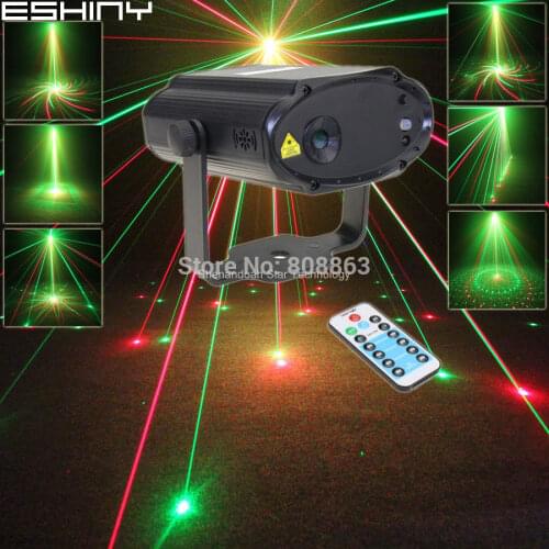 ESHINY Mini R&G Laser Projector 8 Patterns Remote Dance Disco Bar Wedding Family Party Xmas Stage DJ lighting Light N7H8