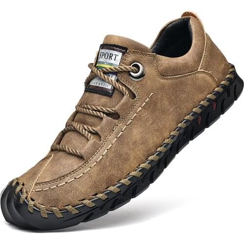 Mens Sneakers Genuine Leather Handmade Classic Shoes Moccasins Lace-up Luxury Designer Social Fashion Male Walking Shoe