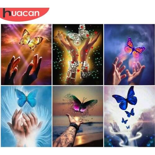 HUACAN Paint By Numbers Butterfly Animal Hand Painted Painting Art Gift DIY Pictures By Number Hand Kits Home Decor