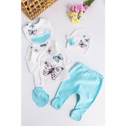 Babymod Butterfly Patterned Baby Girl 5-Piece Hospital Outfit Set