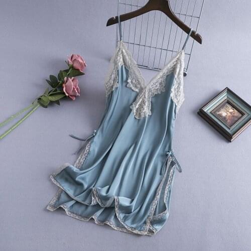 Sexy condole belt of summer female sleep skirt ice silk passionate appeal lace tempts thin hot silk home to serve mini sleep ski