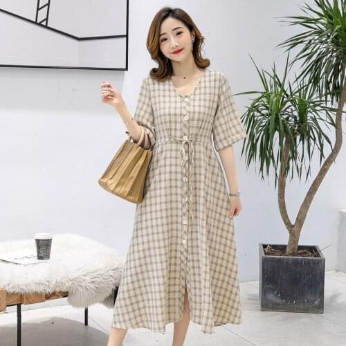 Maternity Dresses Summer Clothes Fashion New Plaid Pregnancy Nursing Dress Feeding Dress for Pregnant Women Breastfeeding