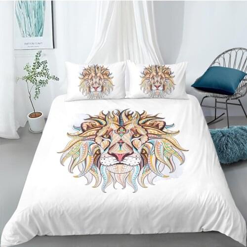 Duvet Cover Sets 3D Design Bedding Sets Quilt Covers Pillow Cases 173*230 230*230 265*230 180*210 Lion Custom White Bed Linens