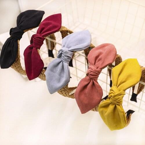 Fashion Solid Bow Straw Raffia Headbands Handmade Hairband Knotted Wide Headwear for Women Girls Accessories
