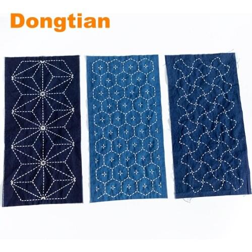 Pre-Printed Sashiko Fabric With Three Classic Patterns Sashiko Sampler Home Decoration