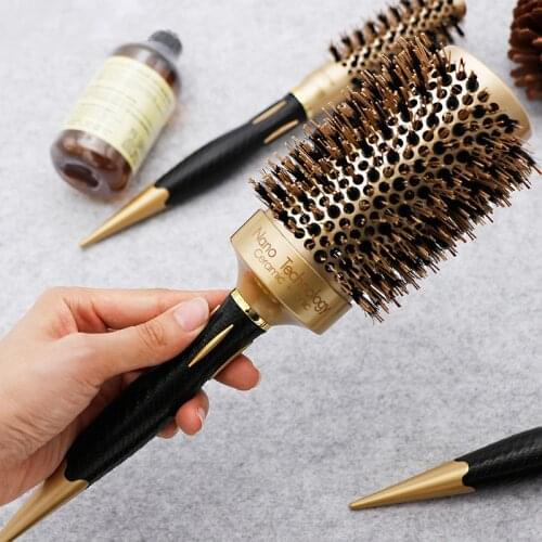 Professional 4 Sizes Round Hair Comb Hairdressing Curling Hair Brushes Comb Ceramic Iron Barrel Comb Salon Styling Tools