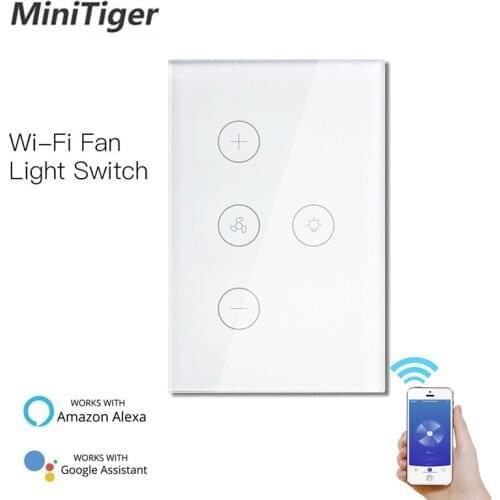 Smart Life/Tuya APP Remote Various Speed Control,WiFi Smart Ceiling Fan Light Wall Switch,Compatible with Alexa and Google Home
