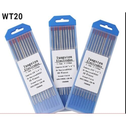 10 Piece WT20 1.0/1.6/2.0/2.4/3.0/3.2/4.0mm*150mm 1/16"X6" Thoriated Tungsten Electrode Head Tungsten Needle Red Color