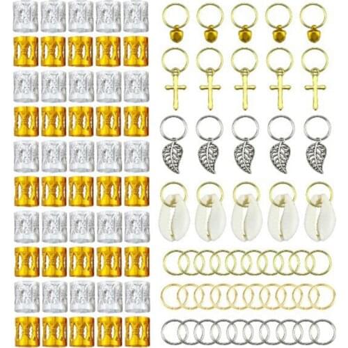 100Pcs Gold Hair Braid Dreadlocks Beads Hair Leaf Star Diy Hair Clip Hair Cuffs Dread Tube Charm Dreadlock Accessories Hair Ring