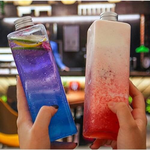 15pcs Net red square 500ml cold drinks juice milk tea ice coffee plastic bottles packaging favors yogurt beverage cups with lids