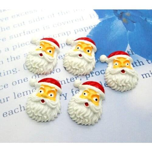 20Pcs Resin Christmas Santa Claus Crafts Flatback Cabochon Scrapbooking Decorations Fit Hair Clips Embellishments Beads Diy