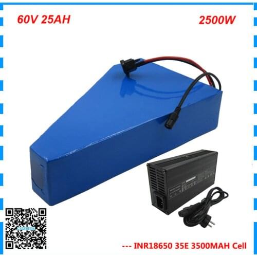 60V 30AH lithium Ebike Battery Pack 60 Volt 25AH triangle batterie for samsung 35E 18650 cell 50A BMS with free bag 5A Charger