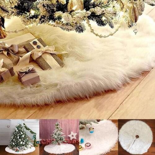 78/90cm White Plush Christmas Tree Skirts Carpet High Quality Plush Fiber Mats Base Floor Cover Christmas Decoration for Home