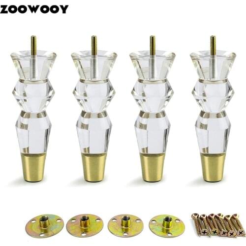 Acrylic Furniture Legs Replacement Sofa Feet Cabinet Modern Clear Decor DIY Legs Tapered Style Set of 4 (6.9inch)