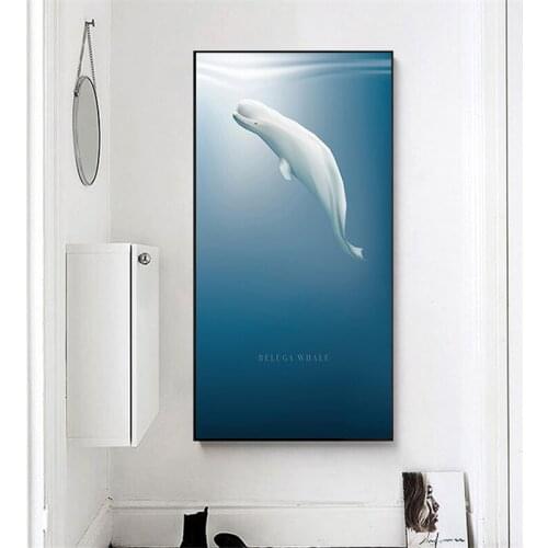 Watercolor Dolphin Marine Animal Version Minimalist Canvas Painting Living Room Home Decoration Modern Art Wall Poster