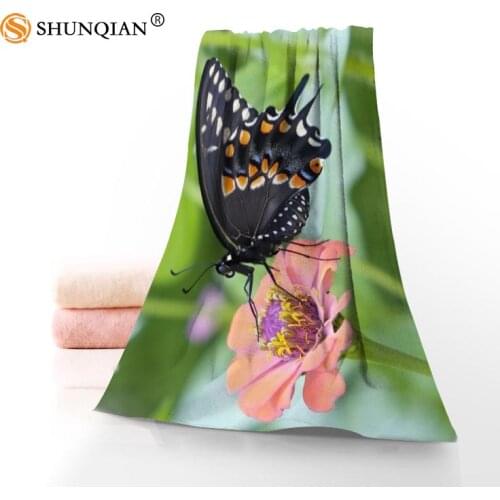 Custom Butterfly Flower Bath Towel Washcloth Home Textile Travel Hand Face Towel Microfiber Bathroom Towels For Adults